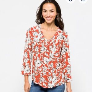 Fun 2 Fun Stitch Fix Kearney Henley Split Neck Button Detailed Blouse Medium